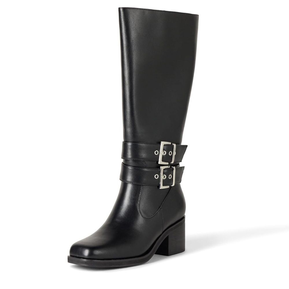 The Drop ‘Sage’ Tall black Biker/ Moto Boot with Buckles NEW w/ tags size 11 - Picture 2 of 10